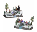 Winter scenery wooden loggs - battery operated - l25xw15xh16cm