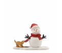 Dog teasing snowman - l10,5xw4,5xh7cm