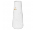 Vase 8cm x 21cm - White porcelain with golden leaf