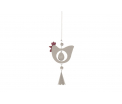 Hanging Hen with Spring 8x14cm Grey