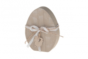 Wooden egg with chicken 14x18.3x2.5cm Natural-wash