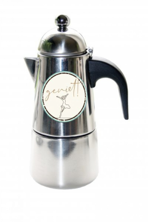 Koffie percolator - Geniet - afm. 8x10,5cm, hoog 17.3 cm