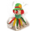 Broche clown met hoedje rood geel groen