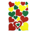 Raamtickers hartjes rood geel groen 35x50cm