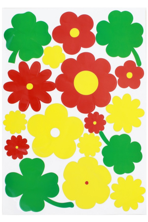 Raamstickers bloemen rood geel groen 35x50cm