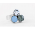 FriendsDesign - Suzanne's ring - Sky Blue mix - Onze sieraden zijn gemaakt van stainless steel met Swarovski elementen. Deze ring is in grote verstelbaar en hypoallergeen