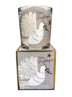 Giftbox Christmas - Fijne feestdagen duif - Jar Candle - Vanilla - Een heerlijke zachte vanille geur - Brandtijd: +/- 30/45 uur Formaat kaars : 72x80 mm - Formaat box: 80x90mm