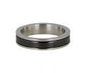 Elegante 4,5mm zilverkleurige edelstalen ring met glad gepolijst zwart keramiek. Maat 1834.00. Blijft mooi, verkleurt niet en is hypoallergeen