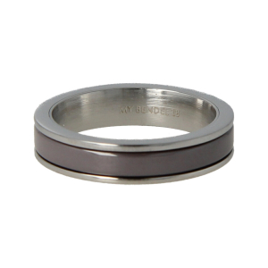 Elegante 4,5mm zilverkleurige edelstalen ring met glad gepolijst grijs keramiek. Maat 16. Blijft mooi, verkleurt niet en is hypoallergeen