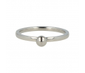 My Bendel - Godina - Zilverkleurige edelstalen ring met verfijnde bol. 1,5mm ring met 4mm bol. Blijft mooi, verkleurt niet en hypoallergeen. Maat 18