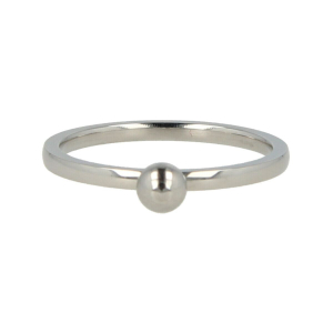 My Bendel - Godina - Zilverkleurige edelstalen ring met verfijnde bol. 1,5mm ring met 4mm bol. Blijft mooi, verkleurt niet en hypoallergeen. Maat 19