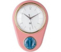Pink Clock with kitchen timer Retro , 23X16cm, (excl. 1AA batt)