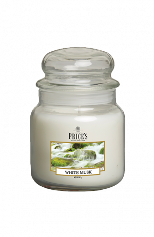Medium Jar Candle - White Musk - Deze zoete, zachte geur combineert de zachte schil van amandelen met zijdezachte tonen van witte musk - Brandtijd: +/- 90 uur Formaat: 95x142 mm -
