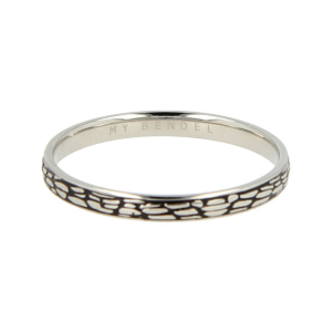 My Bendel - Picolo - Elegante 2mm brede zilverkleurige edelstalen ring met snakeprint. Blijft mooi, verkleurt niet en hypoallergeen - maat 18