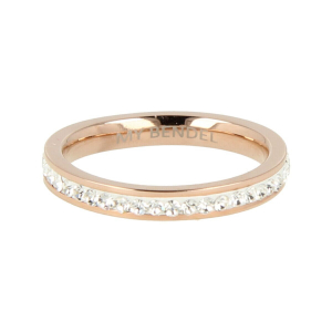 My Bendel - Picolo - Elegante 3mm brede rosé goud kleurige edelstalen ring met zirkonia. Blijft mooi, verkleurt niet en hypoallergeen - maat 19