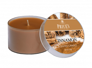 Tin Candle - Cinnamon - Heerlijk warm en pittig. Een echte favoriet het hele jaar door. - Brandtijd: +/- 30 uur Formaat: 66 × 42 mm -