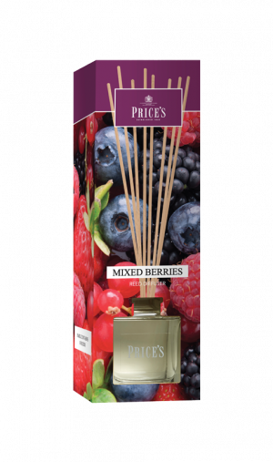 Geurstokjes - Mixed Berries - Een mix van verse seizoensbraambessen, aardbeien, veenbessen en bosbessen met een vleugje zoete vanille - Verspreidt: +/- 4 weken Formaat: 67x78 mm