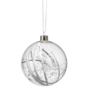 Dream bauble - Paper stripes - Big 10,5cm - Glass with metal hanger and different fillings - Räder - Design Stories,